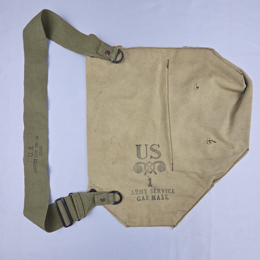WWII US Army MIVA1 Gas Mask Carrier Bag Chemical Warfare Service Original